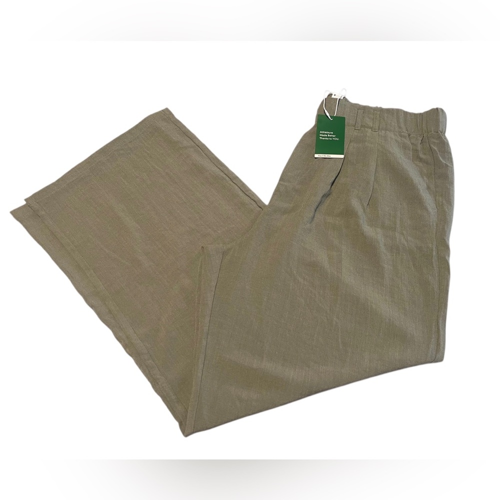 Halara New High Waisted Wide Leg Pants Stretch Waist NWT Size XL Green W Pockets